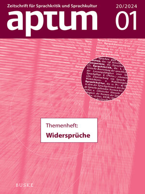 cover image of Aptum, Zeitschrift für Sprachkritik und Sprachkultur 20. Jahrgang. 2024, Heft 1